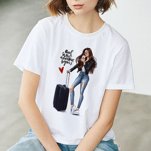 Summer Women  T-shirt 2019 Fashion Thin Section T Shirt Harajuku Printed Tshirt Leisure Streetwear Female Clothing