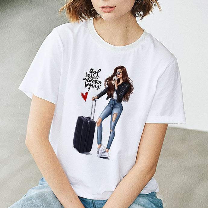 Summer Women  T-shirt 2019 Fashion Thin Section T Shirt Harajuku Printed Tshirt Leisure Streetwear Female Clothing